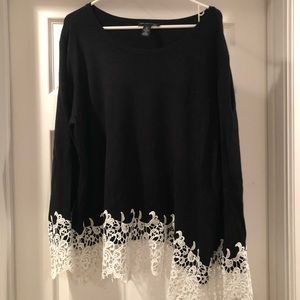 Inc plus size sweater with lace sleeves